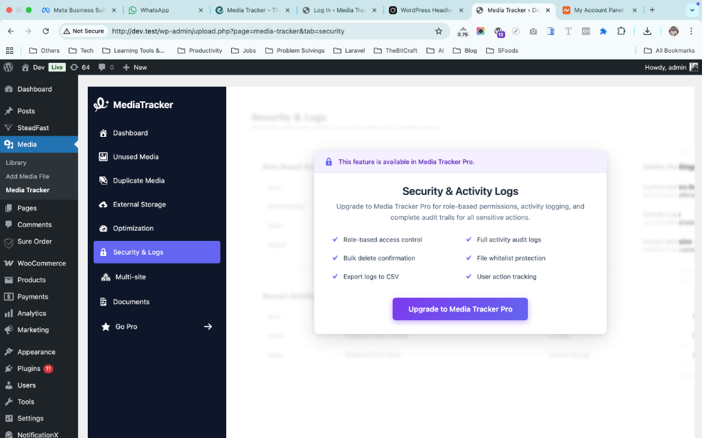 Security & Activity Logs Feature